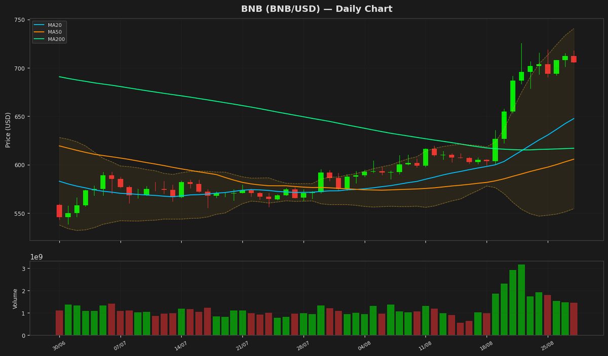 BNB Dips Below $706 as RSI Hits Overbought 84.1