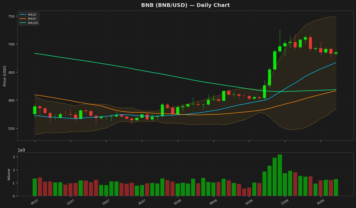 BNB Eyes $700 as RSI Nears Overbought at $684.94 (+0.32%)