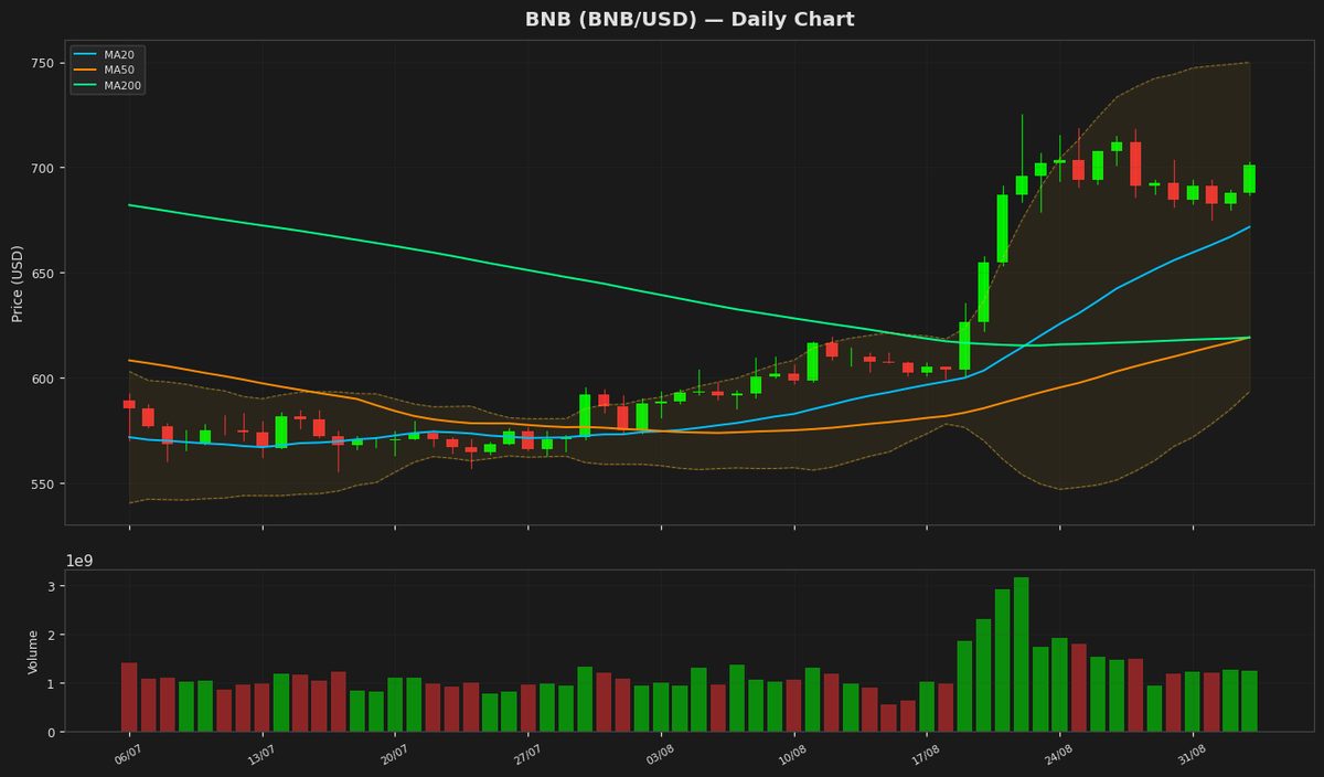 BNB Hits $700 as RSI Nears Overbought Zone