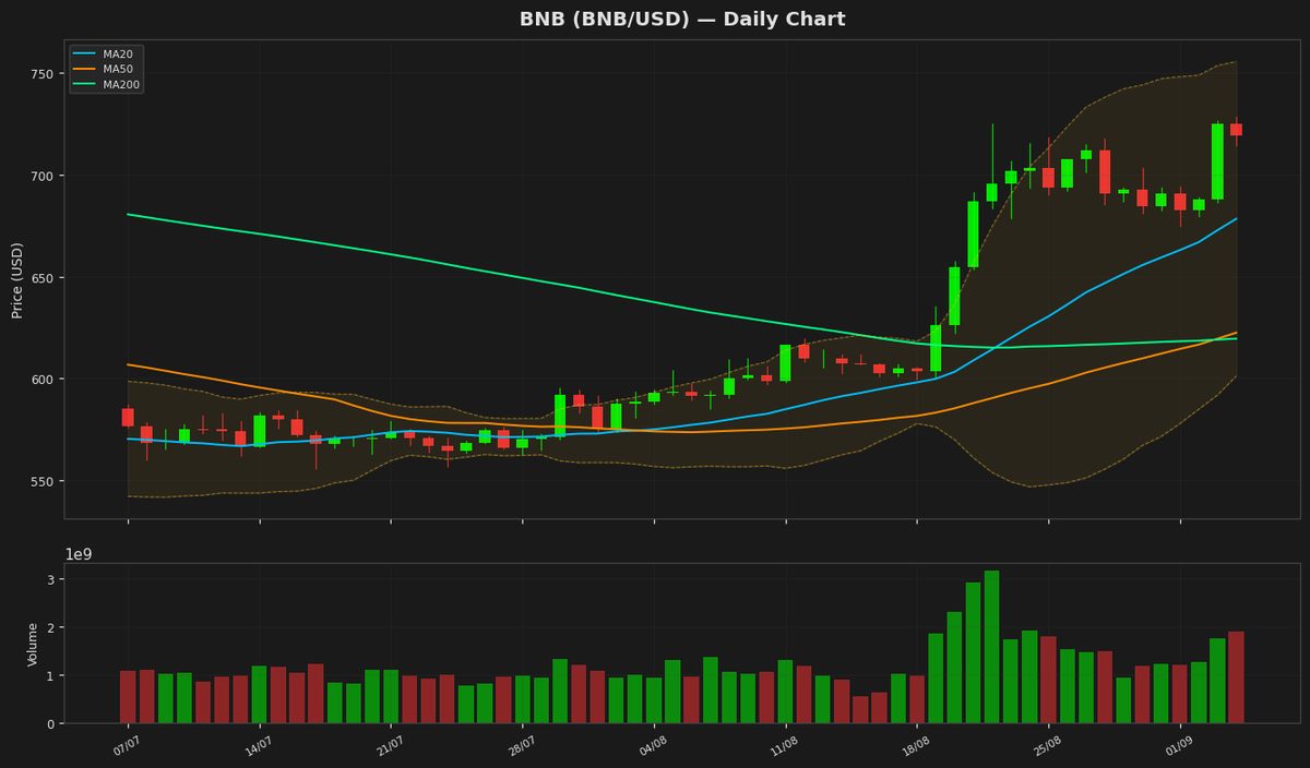 BNB Dips to $719.54 as RSI Hints at Potential Rebound