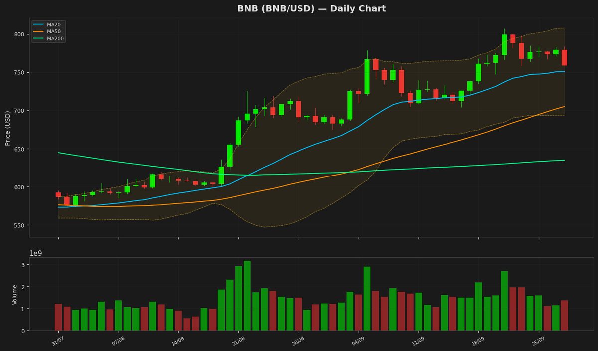 BNB Dips to $758.70 as RSI Hints at Potential Rebound