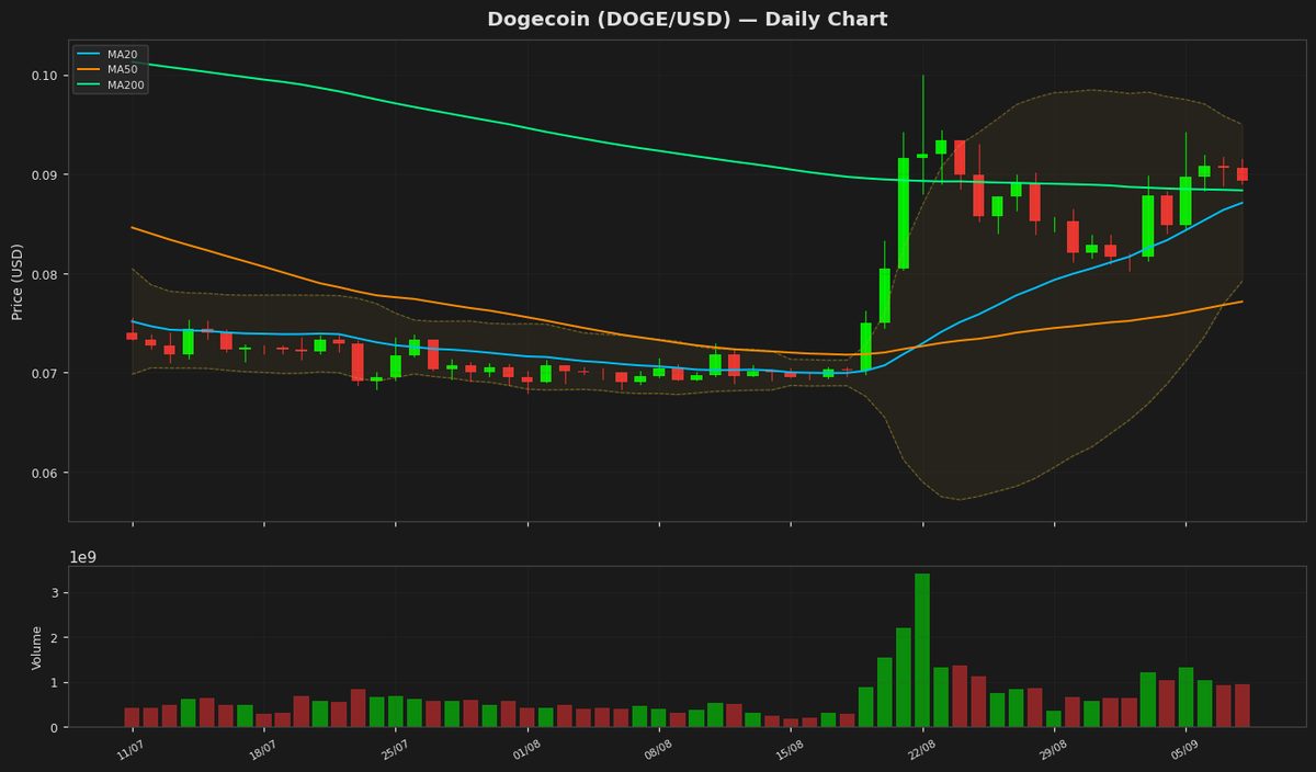 Dogecoin Holds Steady at $0.0893 as RSI Signals Neutral Momentum