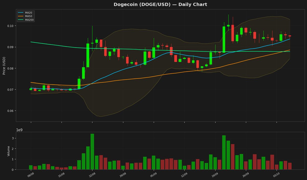 Dogecoin Tests Key Support at $0.095 as RSI Nears Oversold