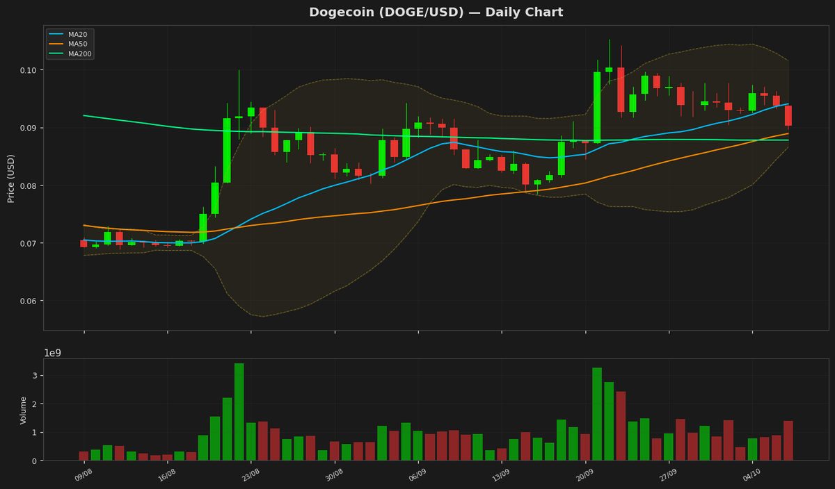 Dogecoin Slides to $0.0903 as RSI Nears Oversold Zone