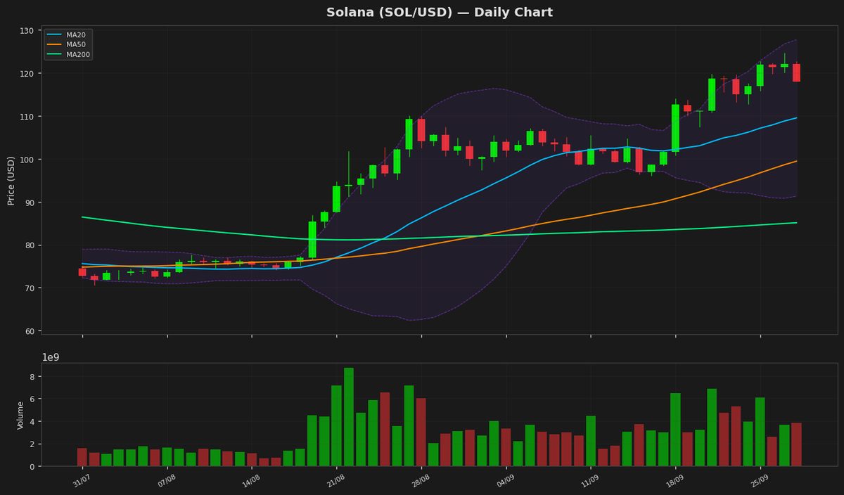 Solana Dips to $118 as RSI Hints at Overbought Levels