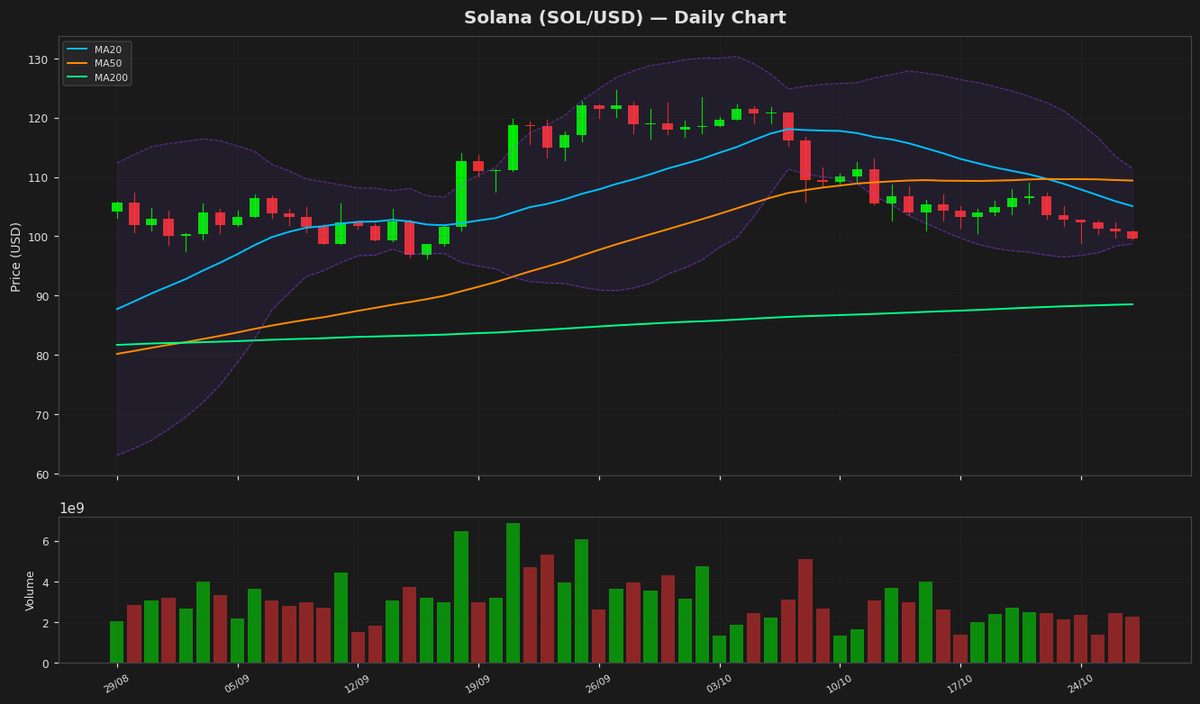 Solana Nears Oversold as Price Dips Below $100