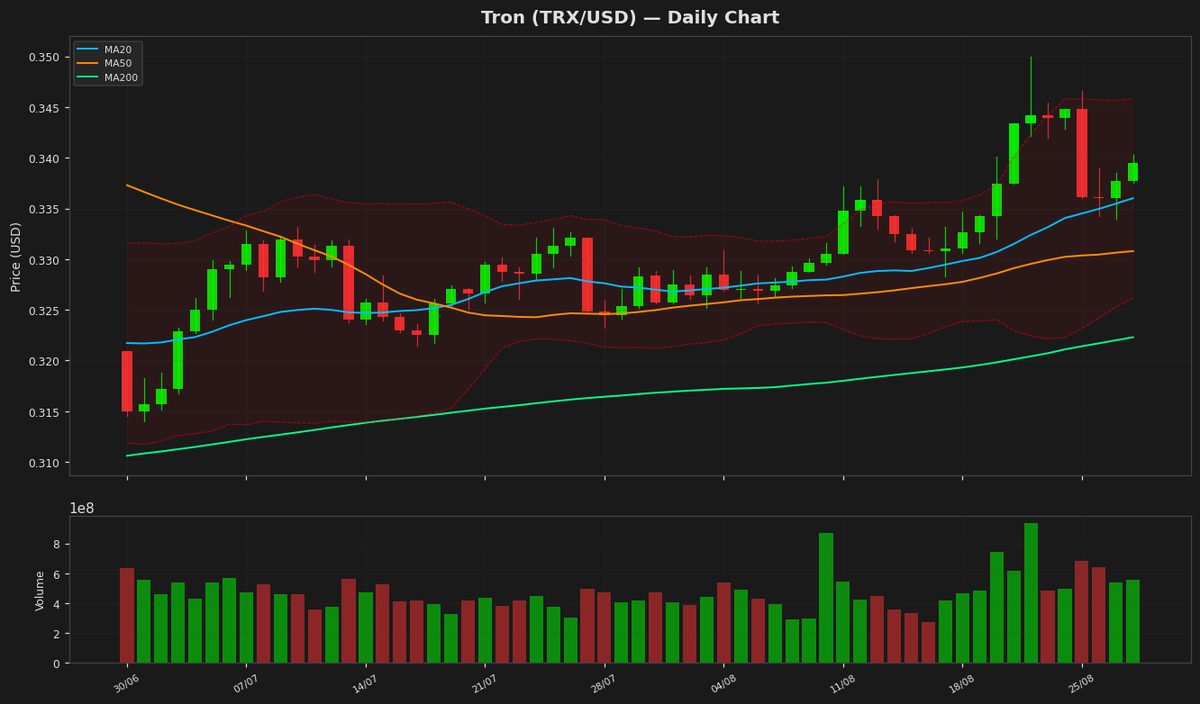 Tron Rises Slightly as RSI Nears Overbought Zone