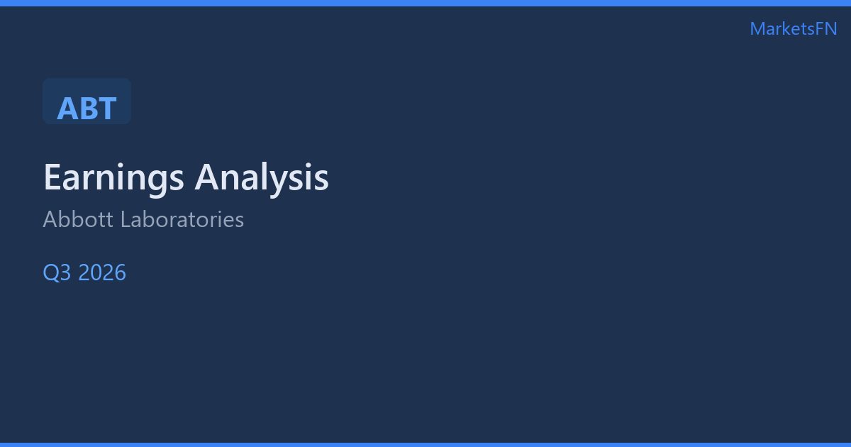 Abbott (ABT) Q3 2026: Strong Sales Growth, EPS Guidance Tightened — Positive Outlook: Slides 1.1% at Open — Post-Earnings Analysis