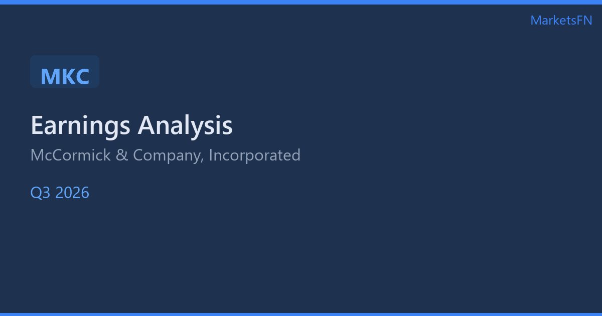 McCormick & Company, Incorporated Beats EPS and Beats Revenue in Q3 2026
