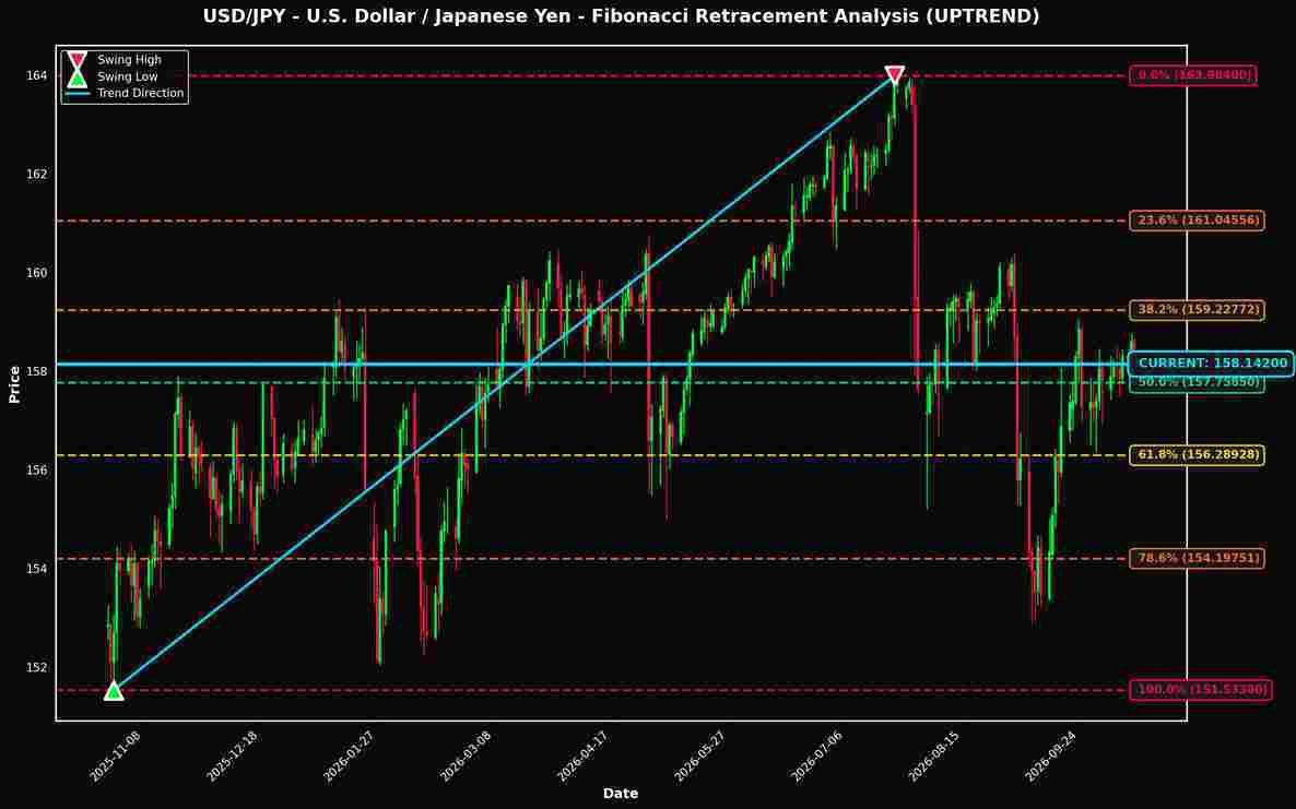 Fibonacci Retracement Analysis: USD/JPY and AUD/USD Near Key Levels