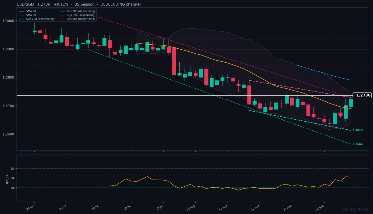 USD/SGD: Up 0.11% to 1.2736 — Descending Channel