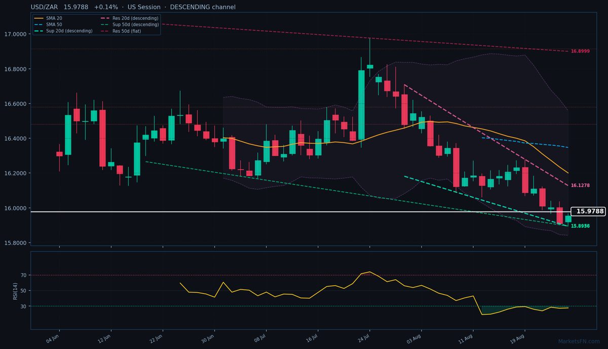 USD/ZAR: Up 0.14% to 15.9788 — RSI Oversold