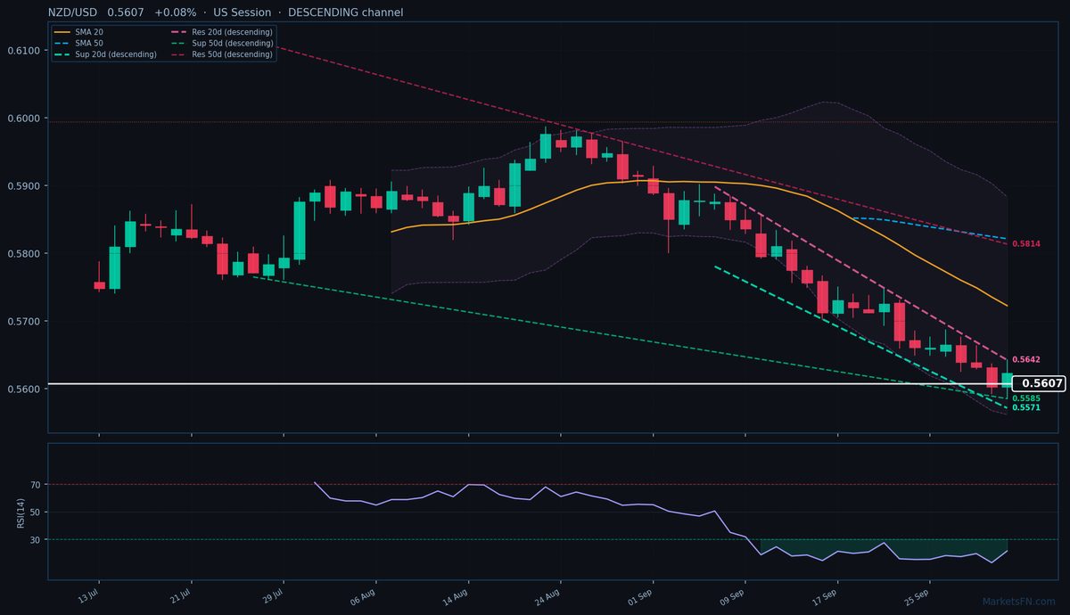 NZD/USD: Su dello 0,08% a 0,5607 — RSI in ipervenduto